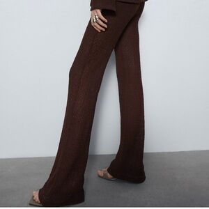 ZARA knit sweater ruffle flare pants
